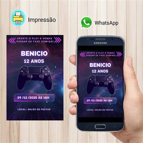 Convite Digital Vídeo Game Elo7 Produtos Especiais