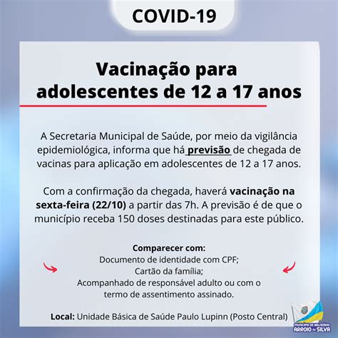 Covid 19 Previsão de vacinação para o público adolescente de 12 a 17