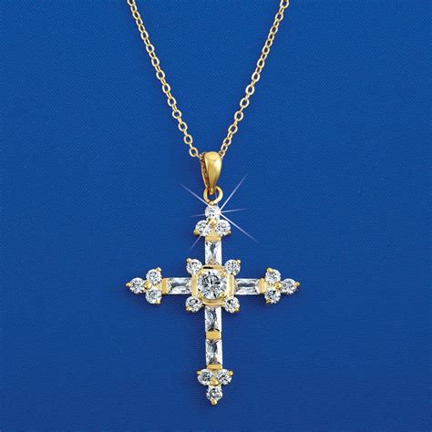 Sparkling Gold Plated Cross Necklace Collections Etc