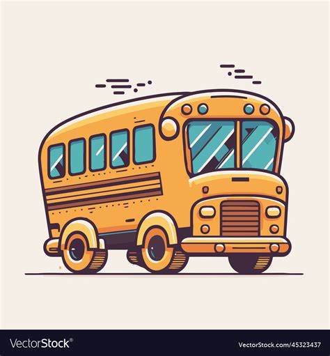 Yellow school bus flat color icon logo Royalty Free Vector