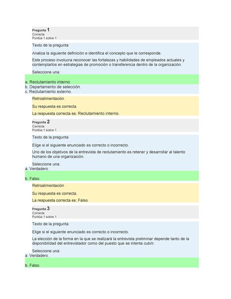 Los procesos básicos de capital humano Pregunta 1 Correcta Puntúa 1