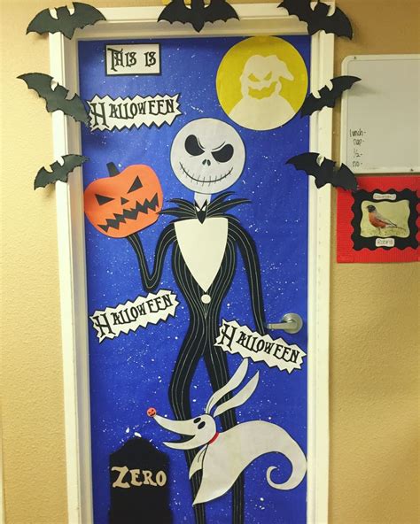 Jack Skellington Door With Zero For Halloween Halloween Door