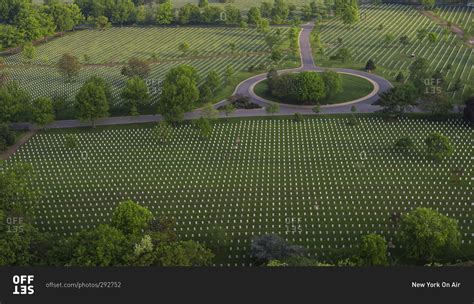 Aerial view of the Arlington National Cemetery, Arlington County ...
