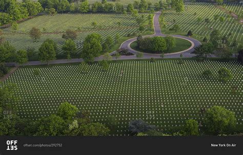 Aerial view of the Arlington National Cemetery, Arlington County ...