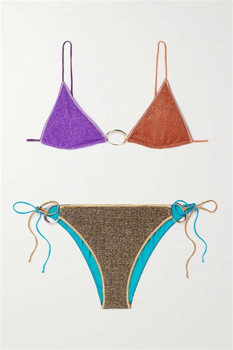 Buy Oseree Lumière Embellished Triangle Bikini Metallic At Off Editorialist