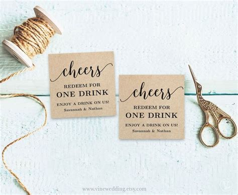 Editable Drink Tickets Printable Wedding Drink Tickets Drink Token