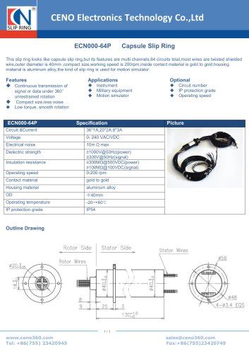 Ceno Capsule Slip Ring With Multi Channel Ecn P Ceno Electronics