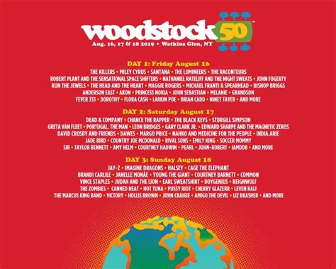 Woodstock Line Up Des Jubil Umsfestivals Ist Komplett