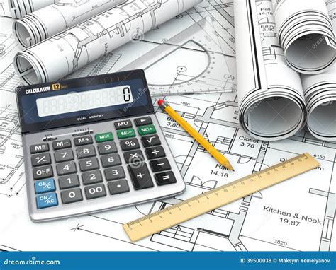 Blueprints And Drafting Tools Royalty Free Stock Photography