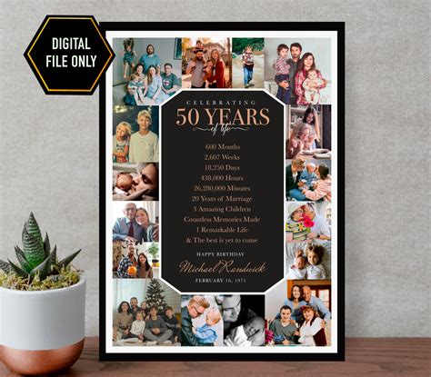 50th Birthday T 50th Photo Collage 50th Bday Idea 50th Etsy Australia