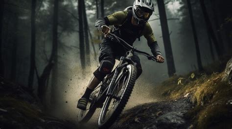 Premium AI Image | Cyclists trails and adrenalinepacked scenes