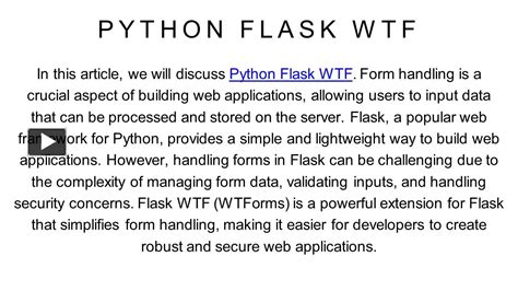 Ppt Python Flask Wtf Powerpoint Presentation Free To Download Id 97399c Mge5o