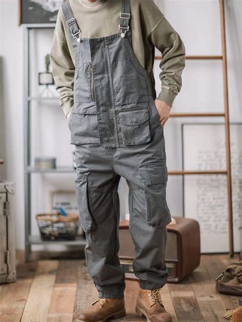 Sloppy Overalls Big Pockets Workwear With Zipper Fly Overalls Work