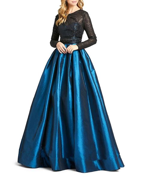 Mac Duggal Embellished Illusion Ball Gown In Blue Lyst