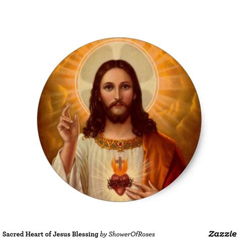 Sacred Heart Of Jesus Blessing Classic Round Sticker Heart Of Jesus Jesus Images