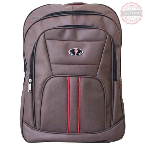 Tas Ransel Punggung Backpack Elite Polo Original Coklat Sekolah Kantor