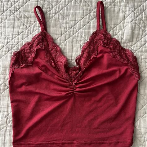 Red Lace Tank Top Its Very Form Fitting So It Depop