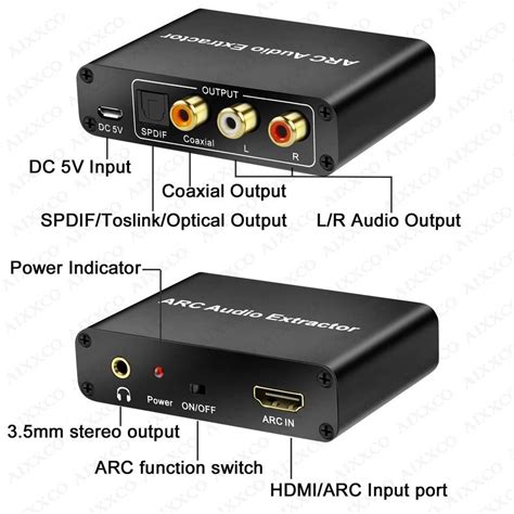 Hdmi Arc Audio Extractor To L R Coaxial Spdif Jack Return Channel