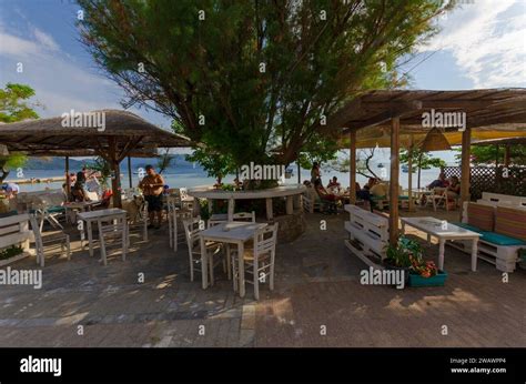 General view of the seaside village of Horto (also known as Chorto) on ...