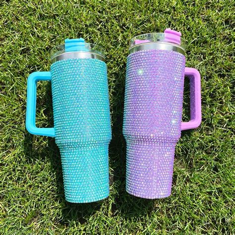 40 Oz Rhinestone Studded Bling Tumbler Super Sparkly Rhinestone Bling