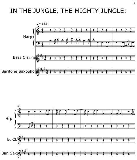 In The Jungle The Mighty Jungle Sheet Music For Harp Bass Clarinet