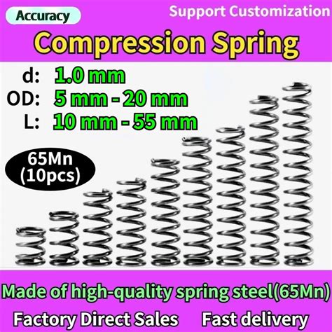 65mn Wire Diameter 10 Mm Cylidrical Coil Compression Spring Return