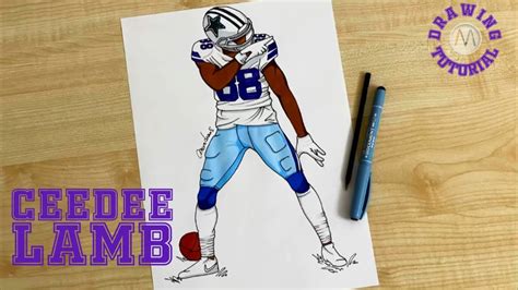 How To Draw NFL Football Player CeeDee Lamb American Football Player