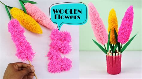 Very Easy Woolen Flowers Making Ideas DIY Woolen Flowers Woolen