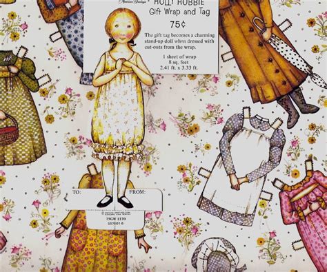 Vintage Wrapping Paper Holly Hobbie Paper Dolls By Pumpkintruck