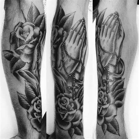 Prayer Hands With Rosary Tattoos