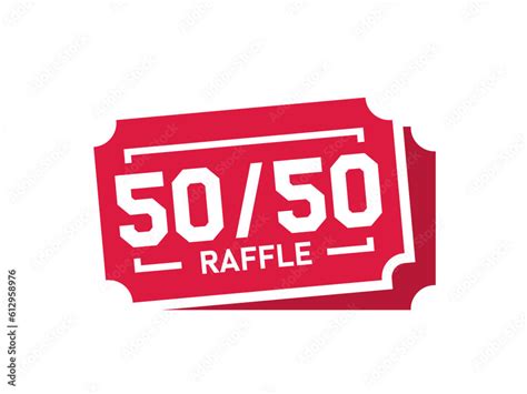 Red 50 50 Raffle Ticket Icon Clipart Image Isolated On White Background Stock Vector Adobe Stock