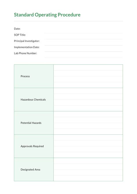 Standard Operating Procedure Excel Template