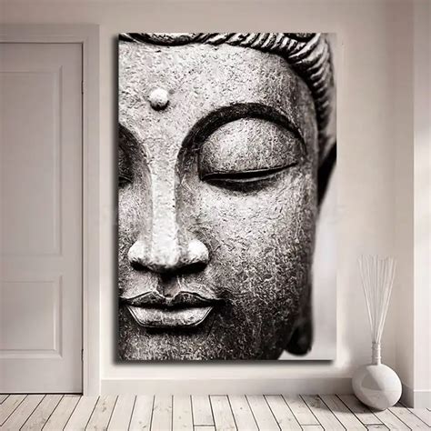 Modular HD Painting Modern Wall 3 Pieces Buddha Statue Face Printed