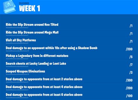 Season 9 Week 1 Challenges R Simplyfortnite