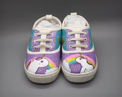 Hand Painted Unicorn Sneakers Customized Etsy Unicorn Shoes