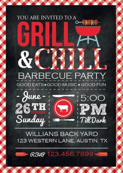 Bbq Birthday Invitationbbq Invitationbarbecue Cookout Party Invite