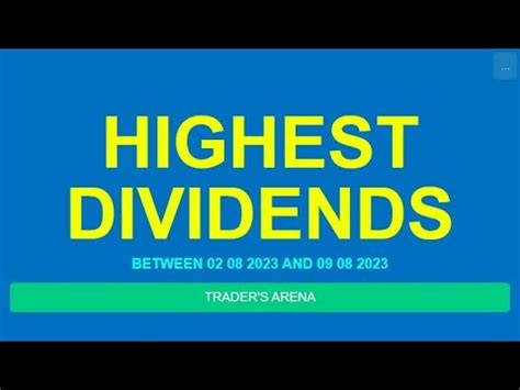 Highest Dividend Paying Companies Aug To Aug Weekly Post