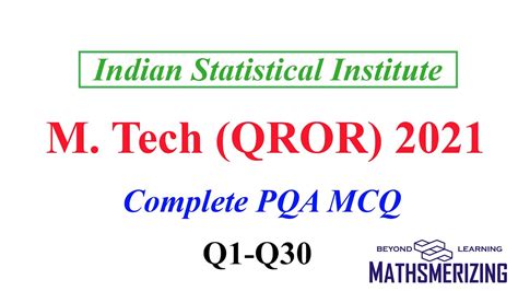 ISI M Tech QROR 2021 PQA MCQ MMA Paper Complete Solution YouTube