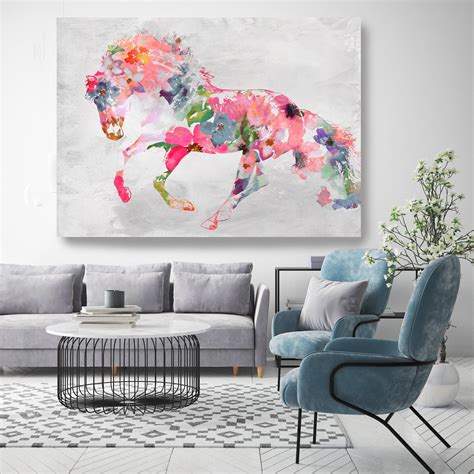 Acrylic White Horse Canvas Painting Horse Canvas Wall Art Animal