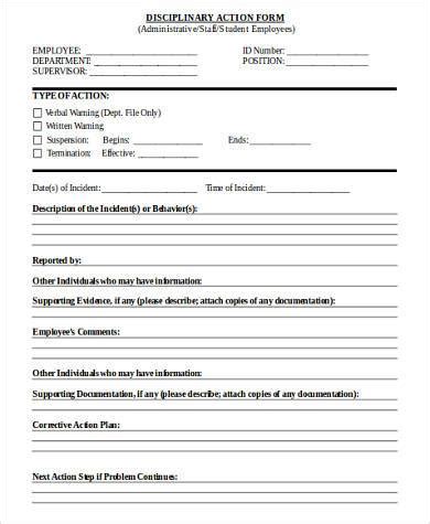 Pdf Printable Disciplinary Action Form