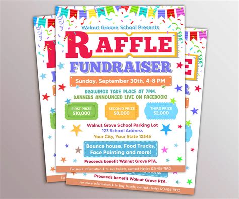 Editable Raffle Fundraiser Invite Flyer Template Posh Park