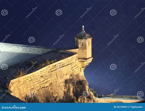 Alicante Castle at Night. Spain Stock Image - Image of illuminated ...