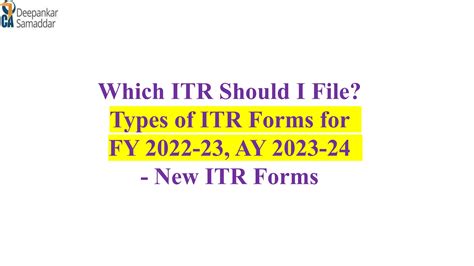 1 Types Of ITR Forms To Be Filed For FY 22 23 Pptx