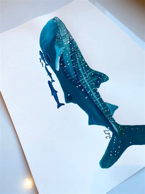 A4 Requin Baleine Peinture Gouache Originale Etsy Canada