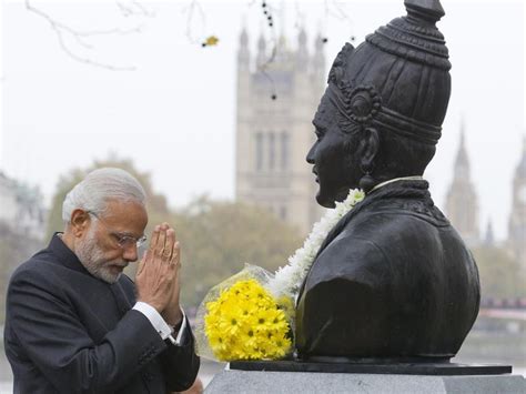 Uk Modi Unveils Basaveshwara Statue Inaugrates Ambedkar Memorial