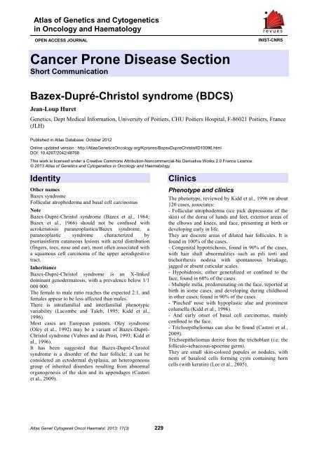 Bazex Dupre Christol Syndrome