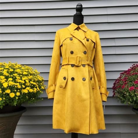 Faux Suede Belted Trenchcoat Mustard In Suede Belt Faux Suede