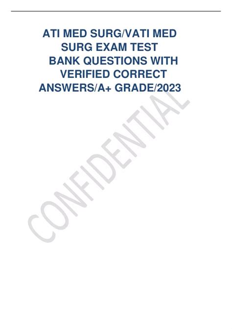 2023 2024 ATI MED SURG VATI MED SURG EXAM TEST BANK QUESTIONS WITH