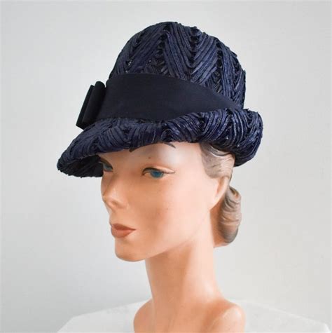 1960s Navy Straw Hat Gem