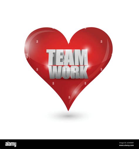 Teamwork Love Heart Illustration Design Over A White Background Stock